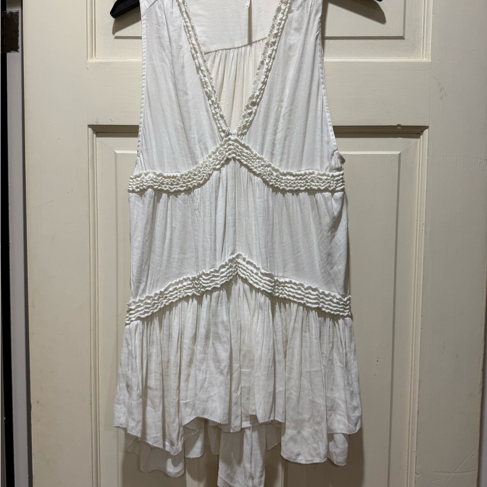 Free People Cream Textured Top